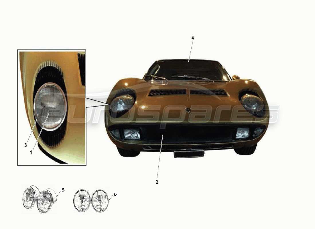 a part diagram from the lamborghini miura parts catalogue