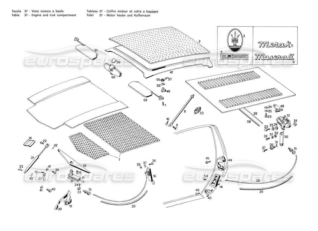 a part diagram from the maserati merak 3.0 parts catalogue