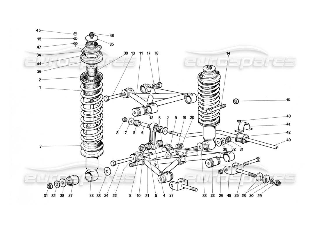a part diagram from the ferrari testarossa (1987) parts catalogue