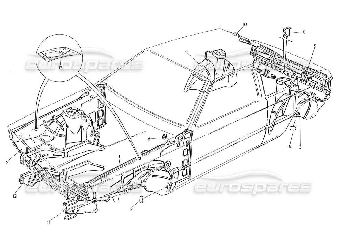 a part diagram from the maserati 222 / 222e biturbo parts catalogue