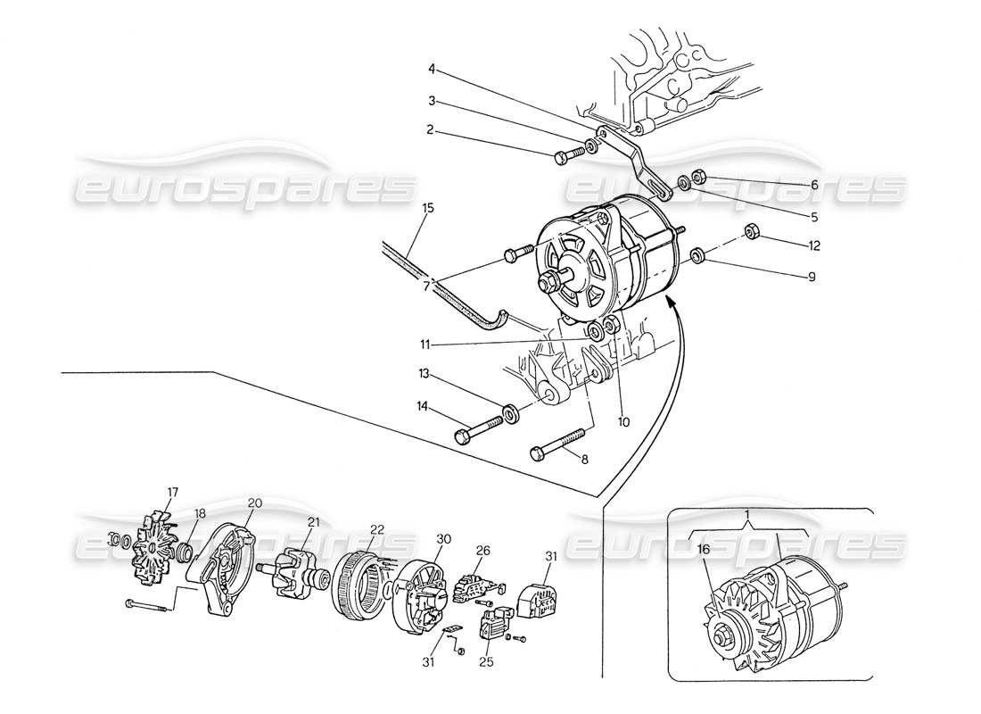 a part diagram from the maserati biturbo spider parts catalogue