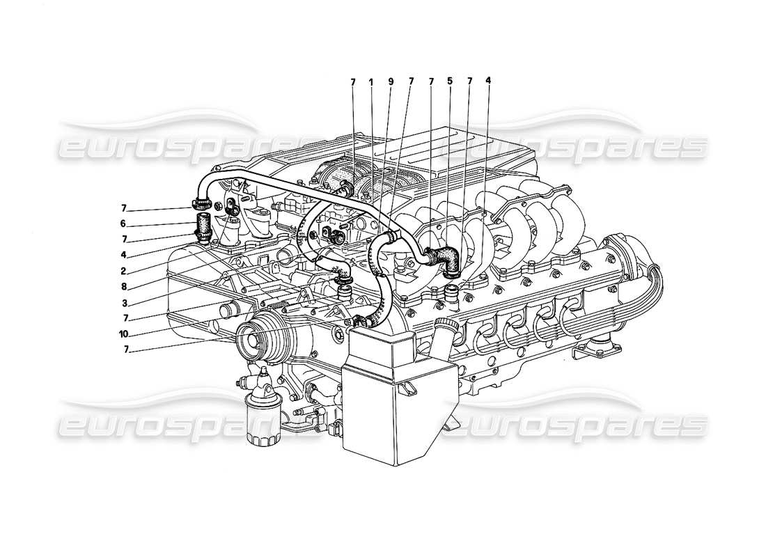 a part diagram from the Ferrari Testarossa (1987) parts catalogue