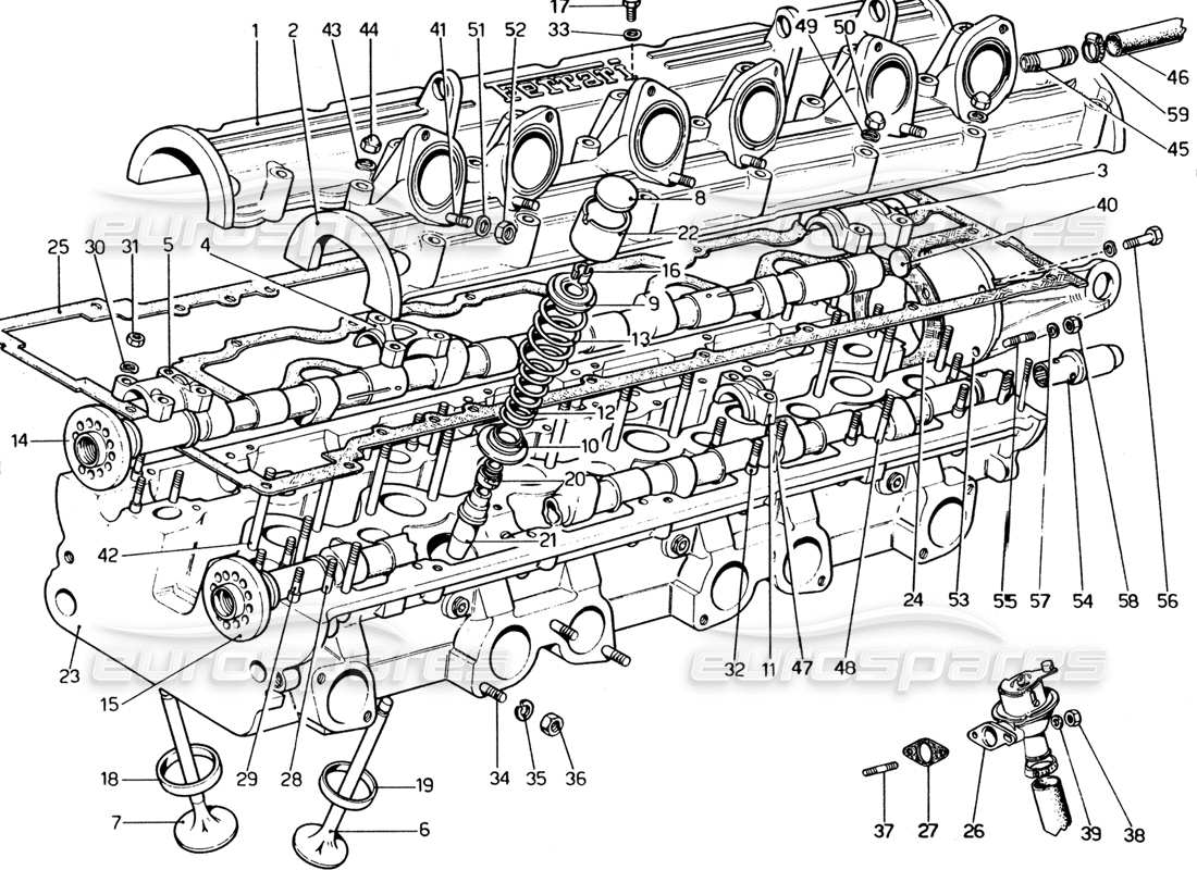 a part diagram from the ferrari 365 gt4 2+2 (1973) parts catalogue