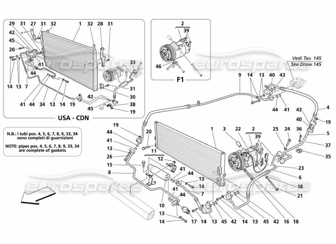 a part diagram from the maserati 4200 spyder (2005) parts catalogue