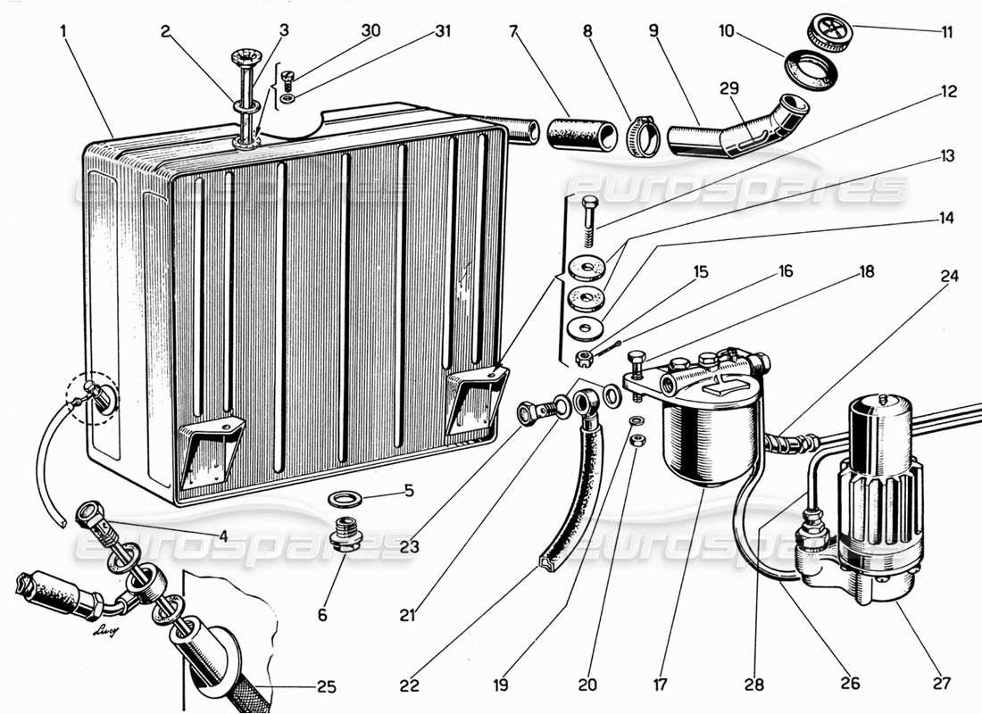 VIEW PARTS DIAGRAMS FROM THE FERRARI 330 GT 2+2 PARTS CATALOGUE a part diagram from the ferrari 330 gt 2+2 parts catalogue