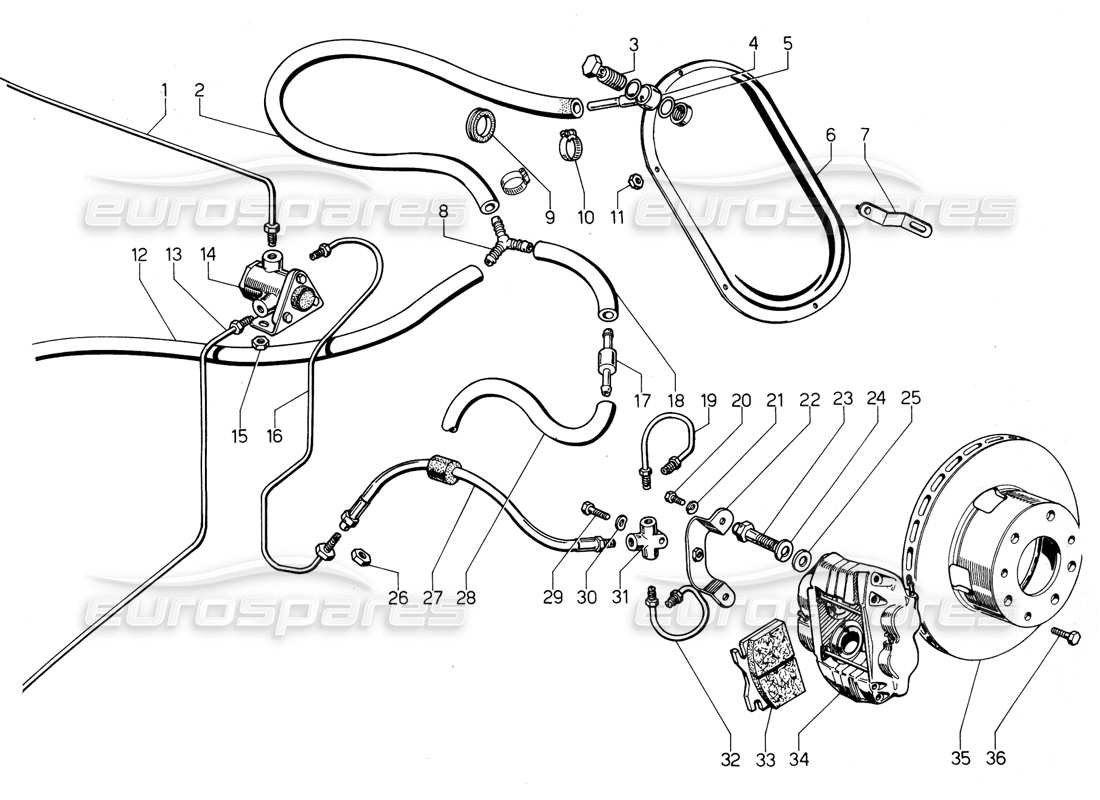 a part diagram from the Lamborghini Urraco P300 parts catalogue