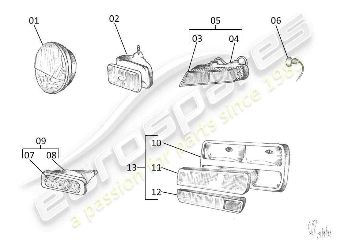 a part diagram from the lamborghini urraco p300 parts catalogue