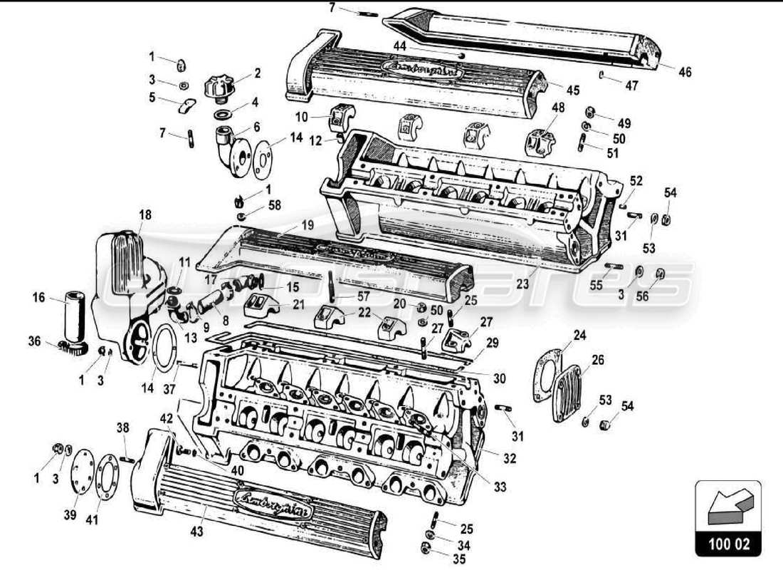 a part diagram from the lamborghini miura parts catalogue