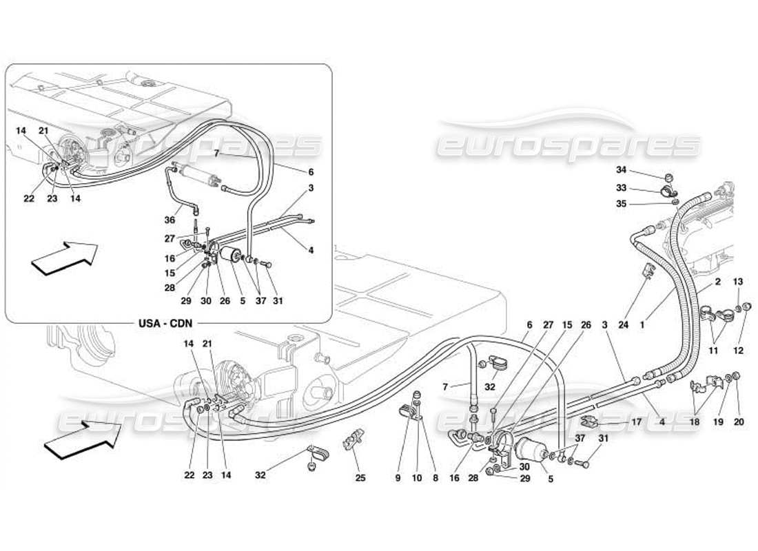 a part diagram from the ferrari 550 barchetta parts catalogue