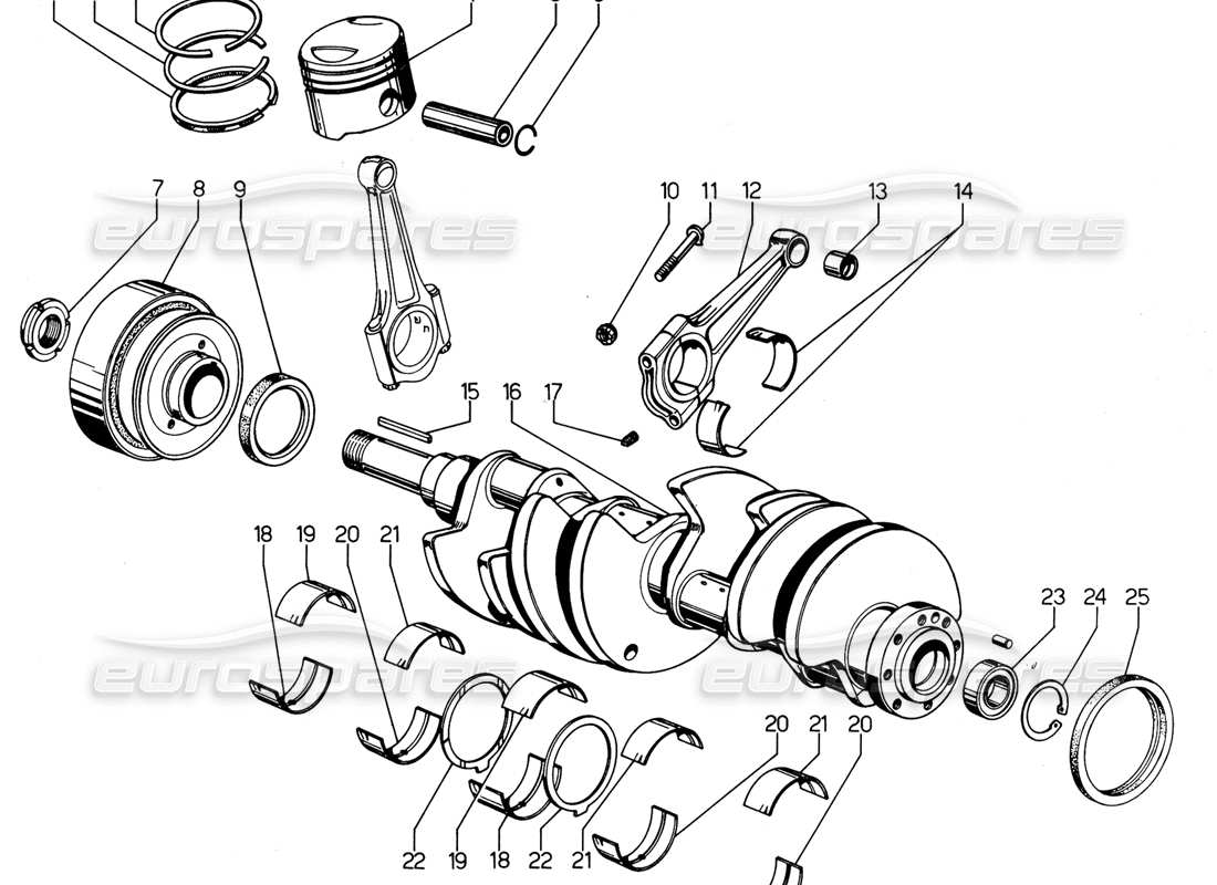 VIEW PARTS DIAGRAMS FROM THE LAMBORGHINI URRACO P300 PARTS CATALOGUE a part diagram from the lamborghini urraco p300 parts catalogue