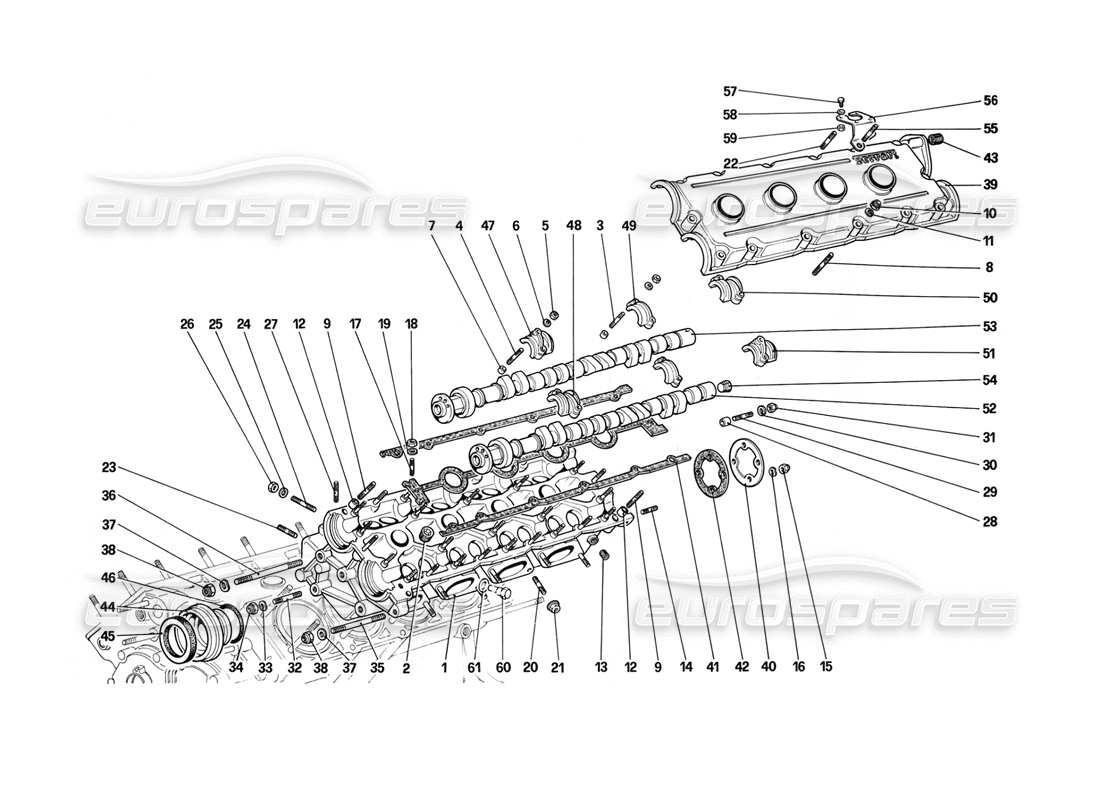 a part diagram from the ferrari mondial 3.2 qv (1987) parts catalogue