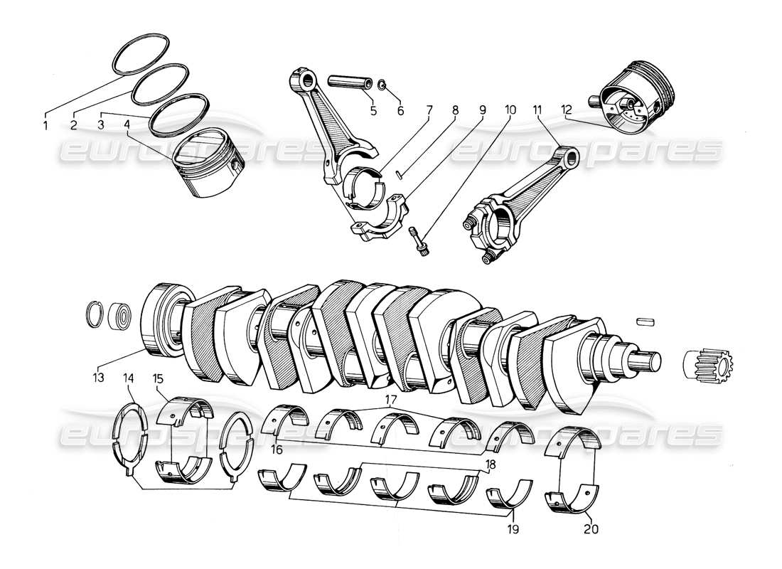 a part diagram from the lamborghini countach 5000 qv (1985) parts catalogue