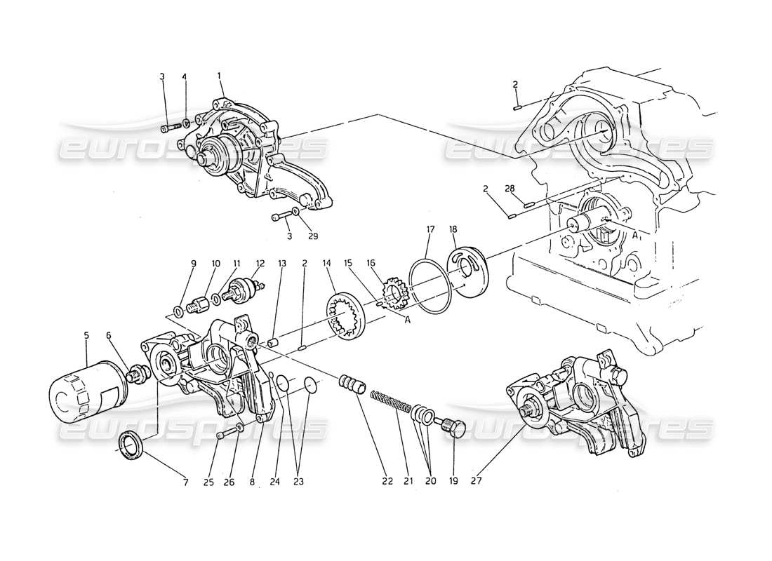 a part diagram from the maserati biturbo 2.5 (1984) parts catalogue