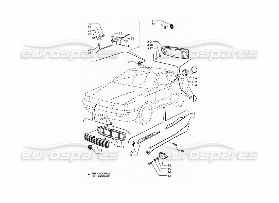 a part diagram from the maserati qtp. 3.2 v8 (1999) parts catalogue