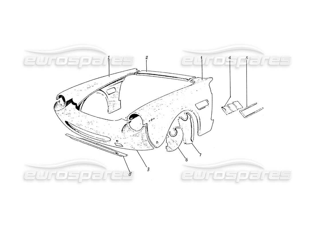 a part diagram from the ferrari 365 gtc (coachwork) parts catalogue