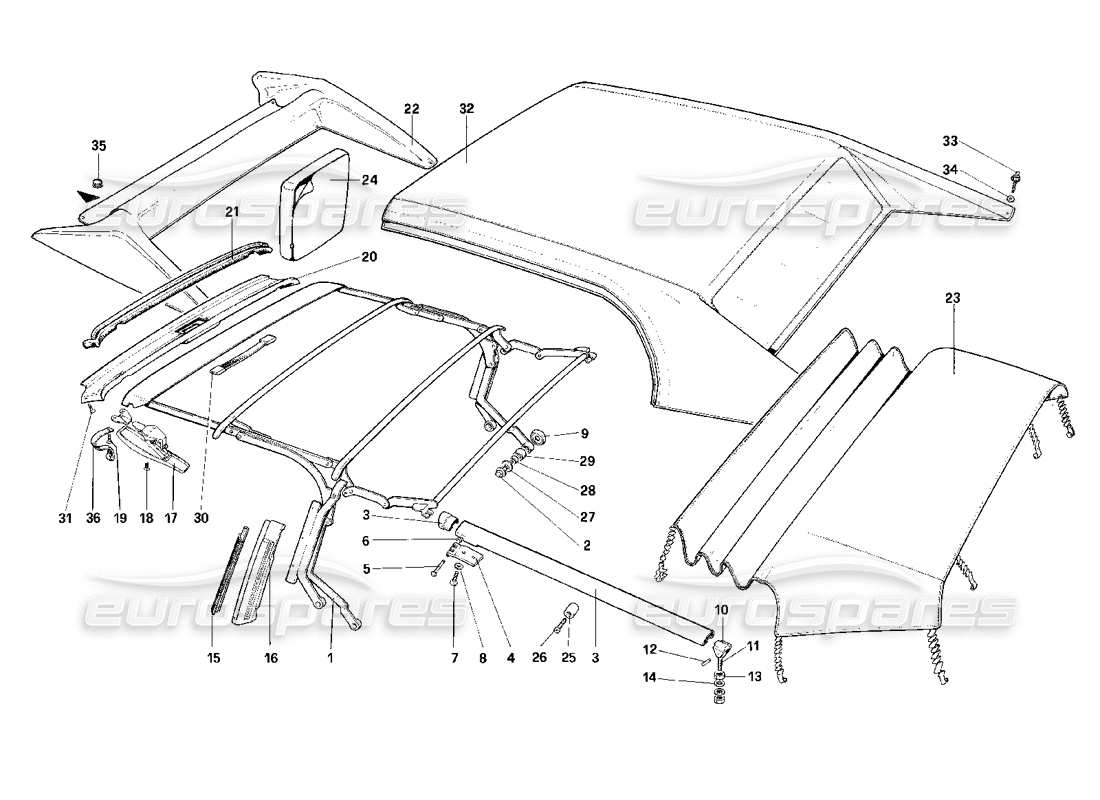 a part diagram from the Ferrari Mondial 3.2 QV (1987) parts catalogue