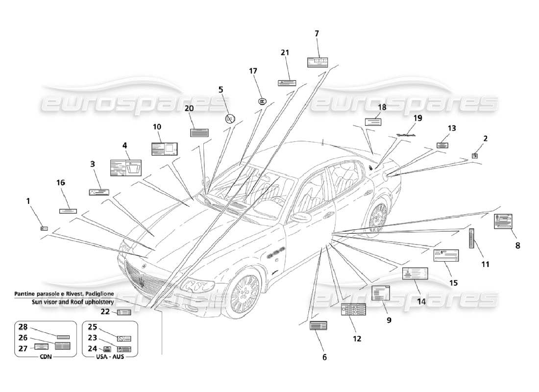 a part diagram from the maserati quattroporte m139 (2005-2013) parts catalogue