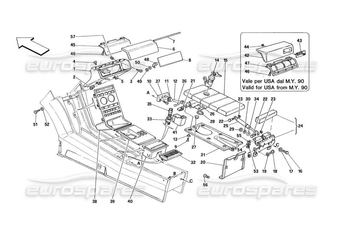 VIEW PARTS DIAGRAMS FROM THE FERRARI 348 PARTS CATALOGUE a part diagram from the ferrari 348 parts catalogue
