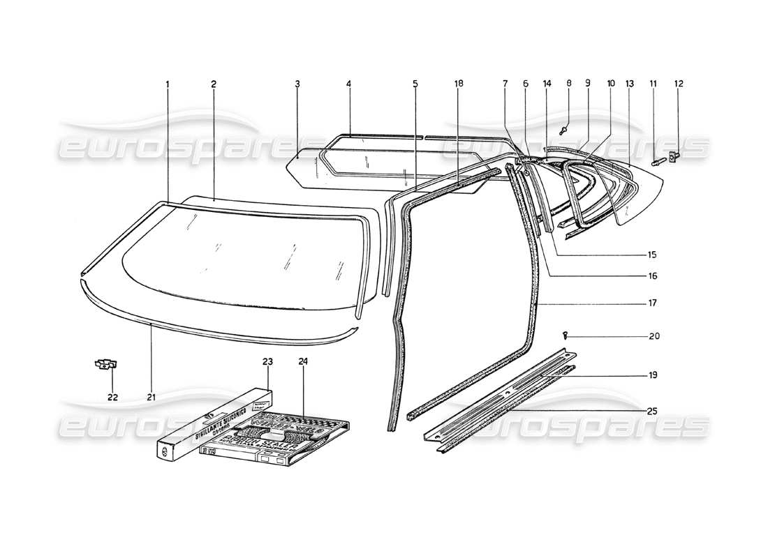a part diagram from the ferrari 208 gt4 dino (1975) parts catalogue