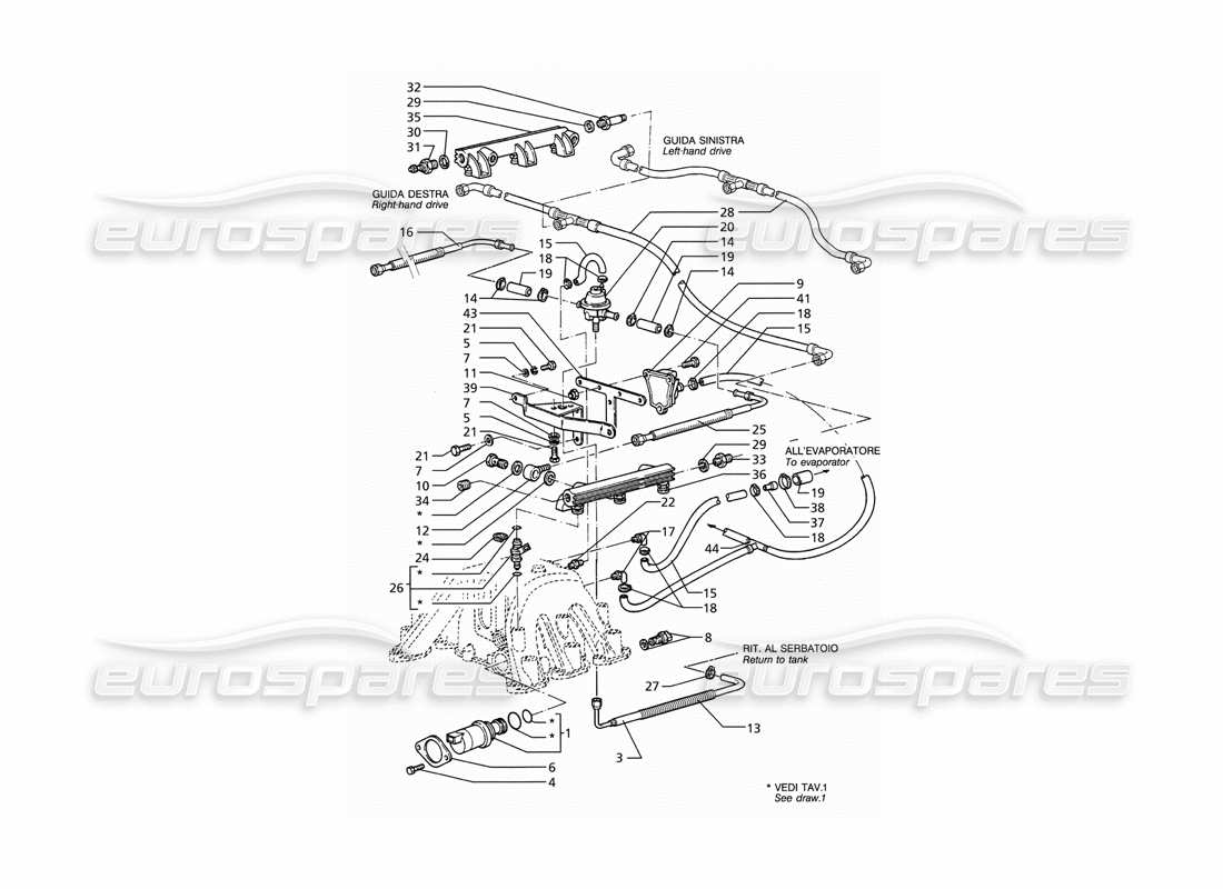 a part diagram from the maserati ghibli 2.8 gt (variante) parts catalogue
