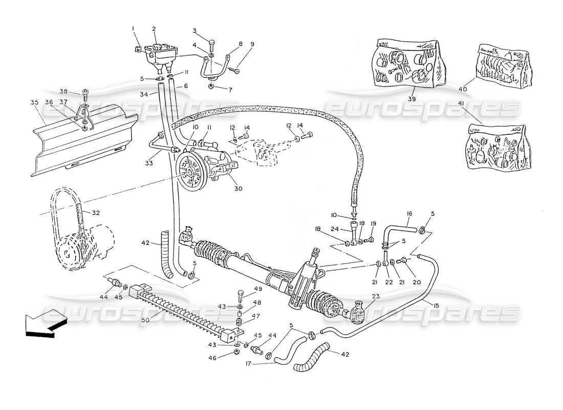 a part diagram from the maserati ghibli 2.8 (non abs) parts catalogue