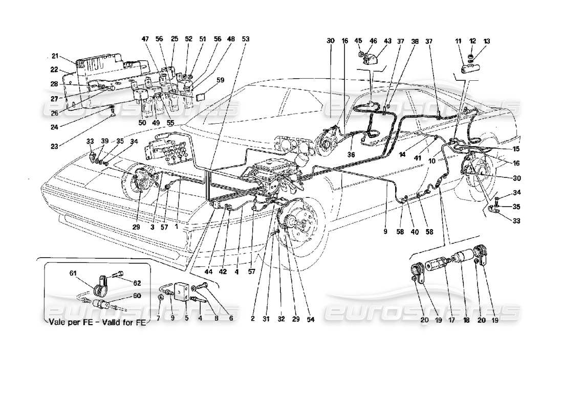 VIEW PARTS DIAGRAMS FROM THE FERRARI MONDIAL 3.4 T COUPE/CABRIO PARTS CATALOGUE a part diagram from the ferrari mondial 3.4 t coupe/cabrio parts catalogue