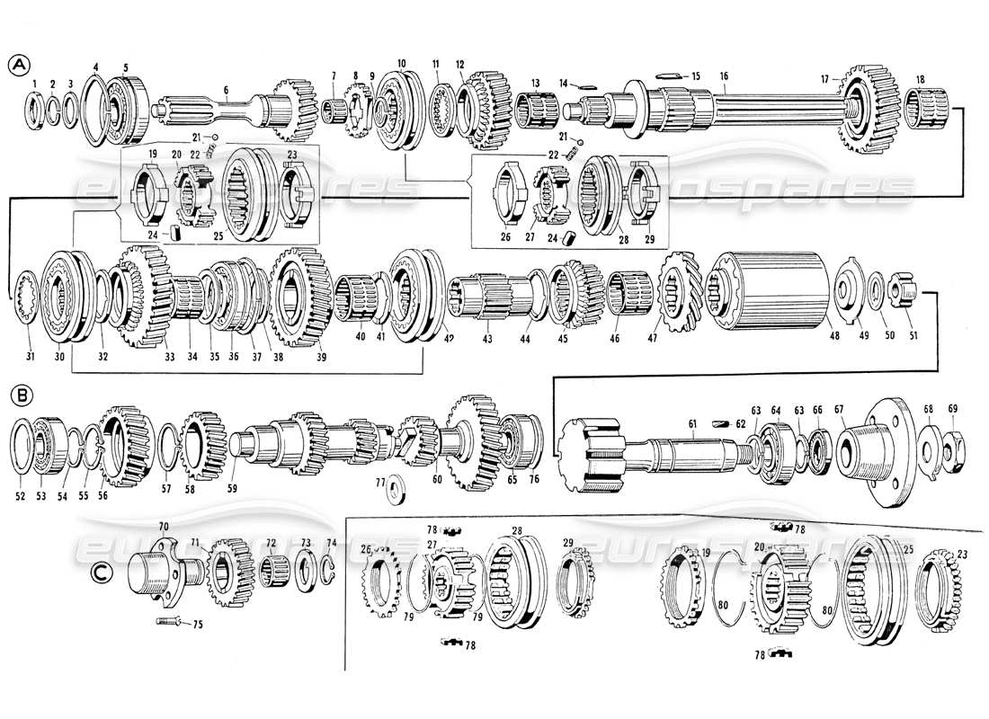a part diagram from the maserati mistral 3.7 parts catalogue