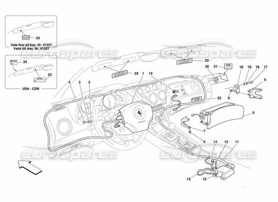 a part diagram from the Ferrari 550 Barchetta parts catalogue
