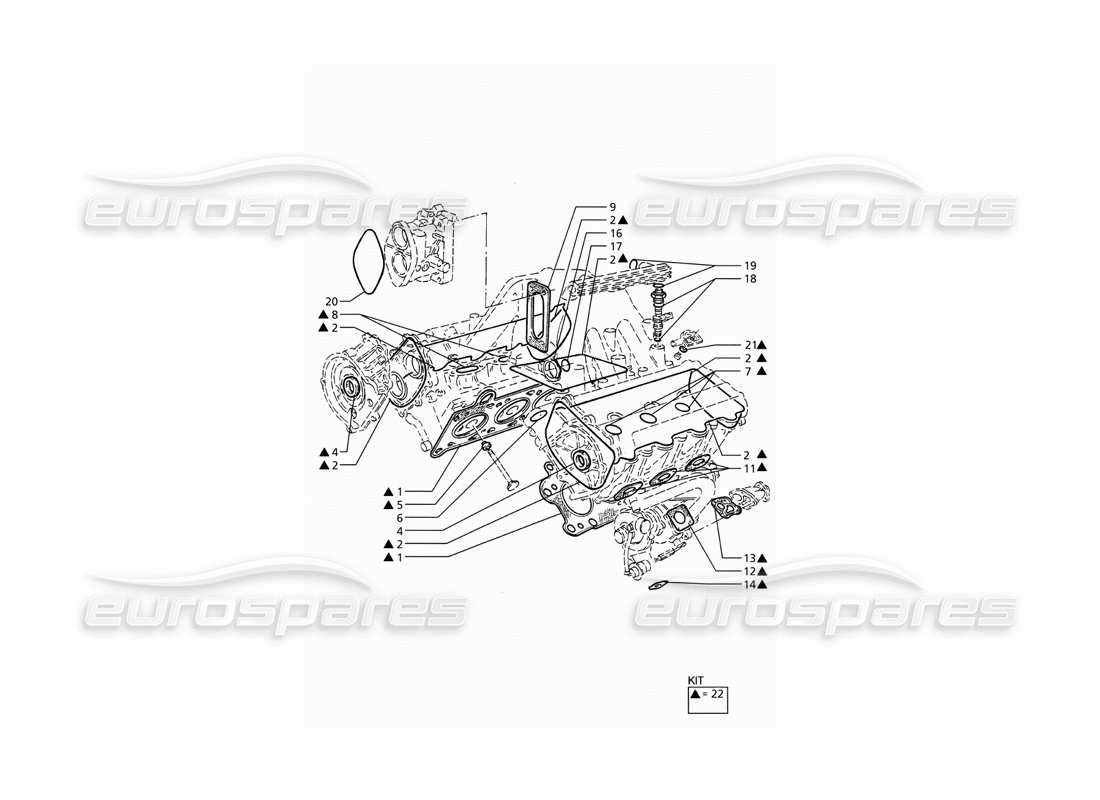 a part diagram from the maserati ghibli (1993-1995) parts catalogue
