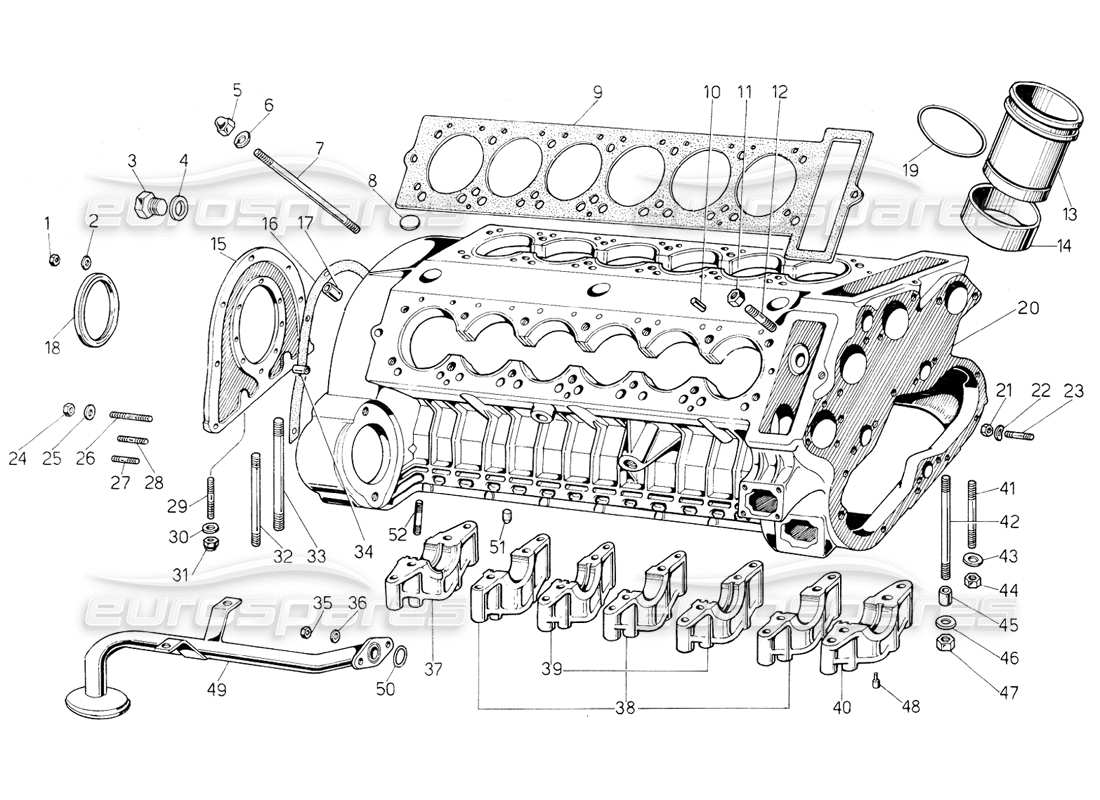 a part diagram from the lamborghini countach 5000 s (1984) parts catalogue