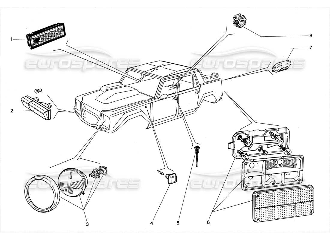 a part diagram from the lamborghini lm002 (1988) parts catalogue
