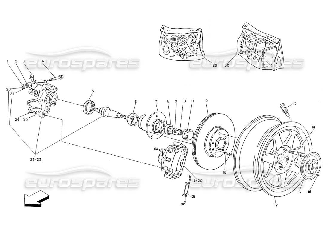 a part diagram from the maserati ghibli 2.8 (non abs) parts catalogue