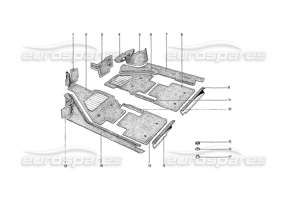 a part diagram from the ferrari 208 gt4 dino (1975) parts catalogue