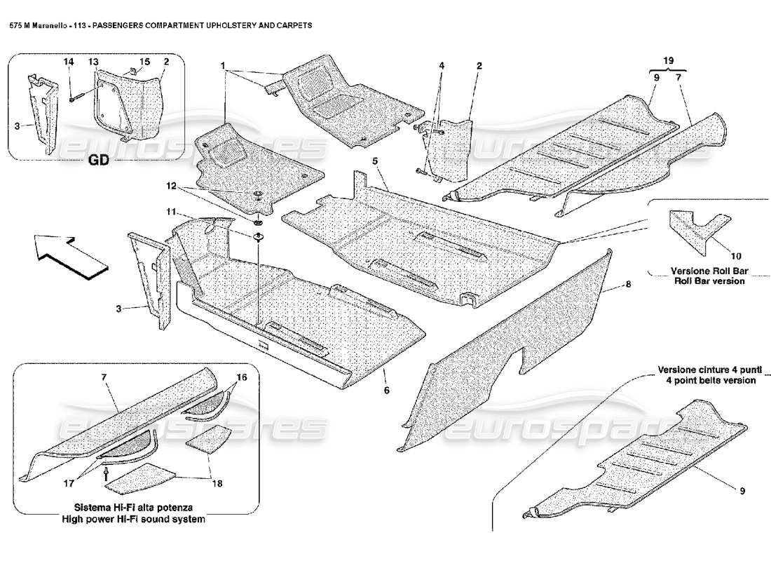 a part diagram from the Ferrari 575M Maranello parts catalogue