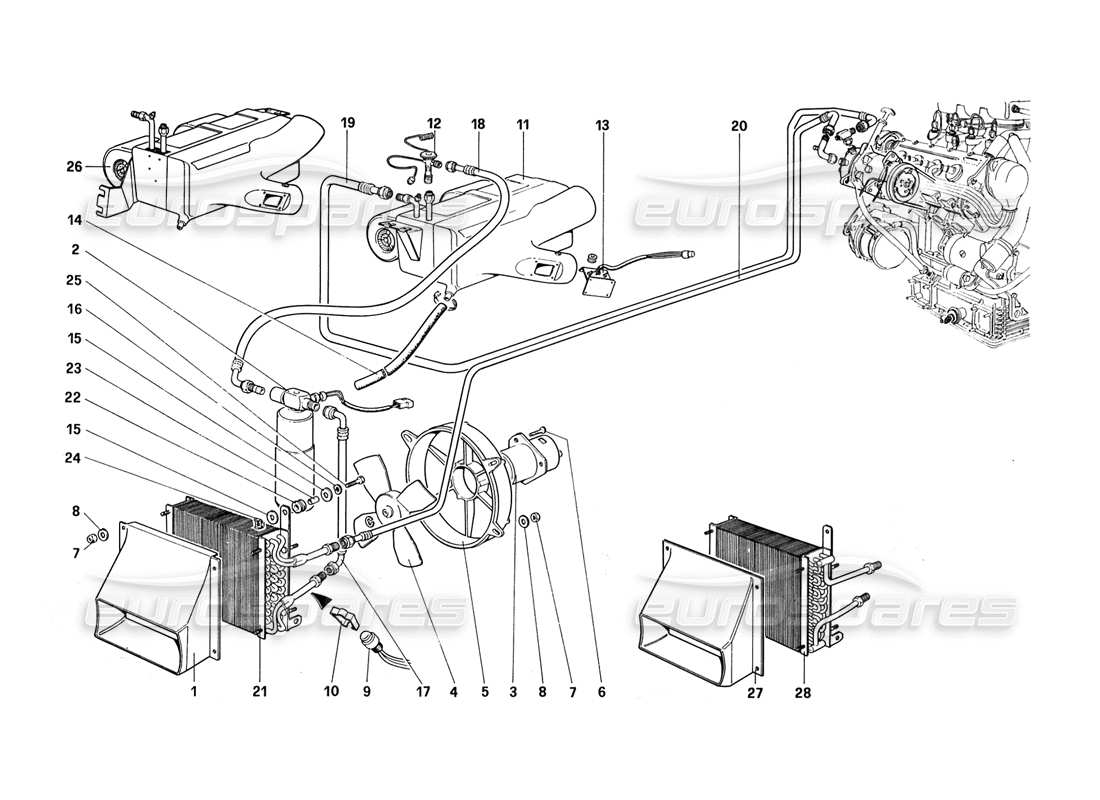 a part diagram from the ferrari 328 (1988) parts catalogue
