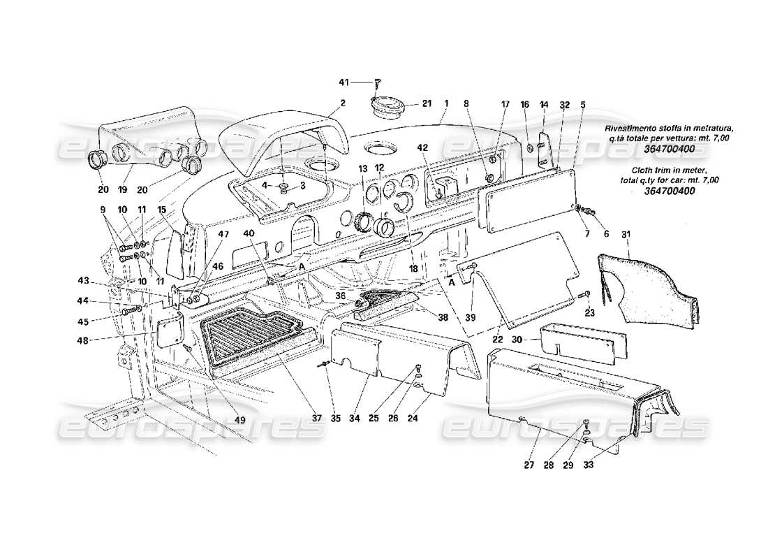 a part diagram from the ferrari f40 parts catalogue