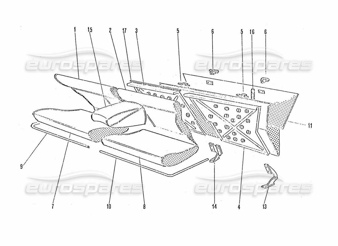a part diagram from the ferrari 365 gtc4 (coachwork) parts catalogue