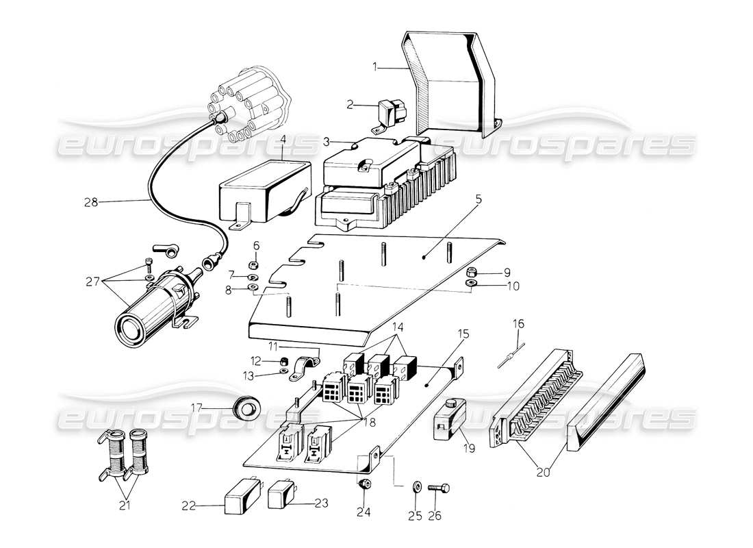 a part diagram from the lamborghini countach parts catalogue