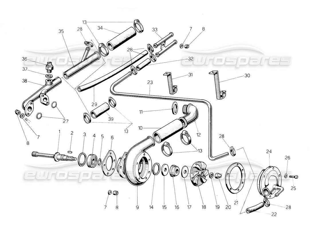 a part diagram from the lamborghini countach 5000 s (1984) parts catalogue