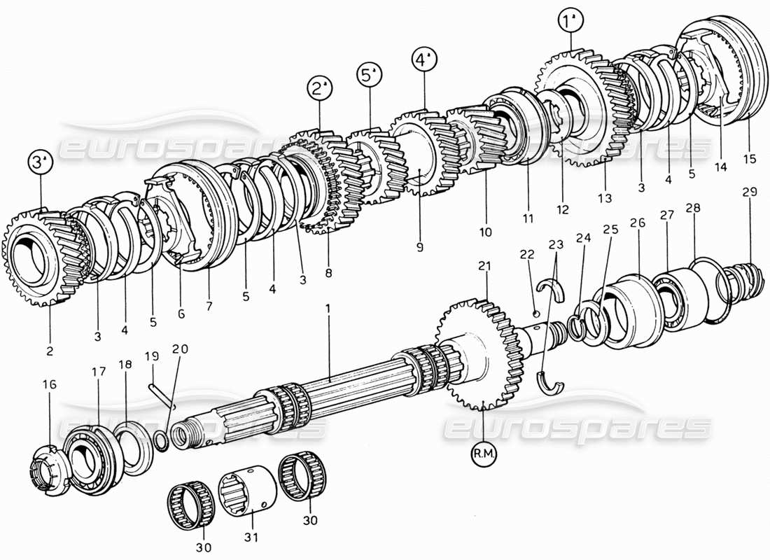 a part diagram from the ferrari 206 gt dino (1969) parts catalogue