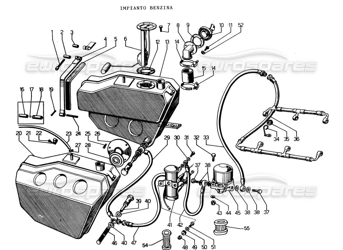 a part diagram from the lamborghini espada parts catalogue
