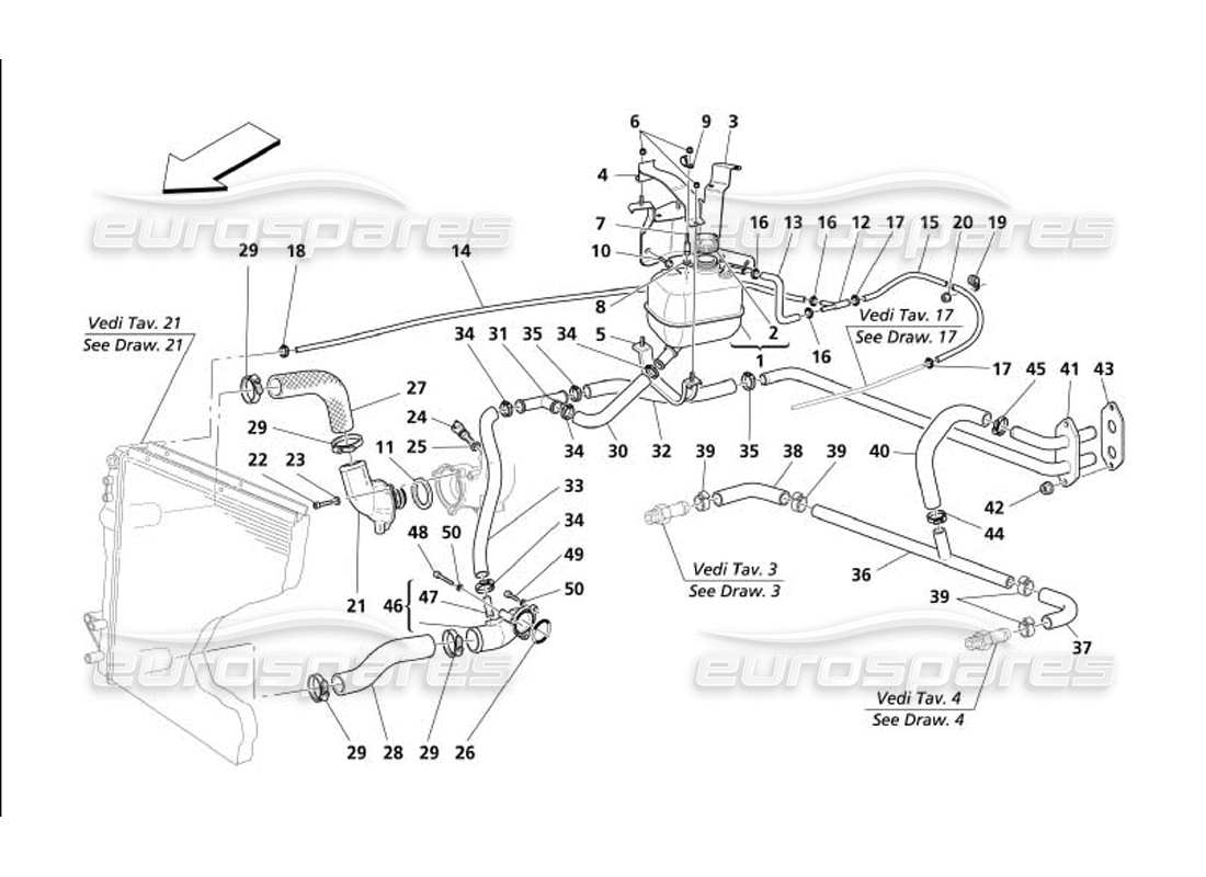 a part diagram from the maserati 4200 coupe (2005) parts catalogue