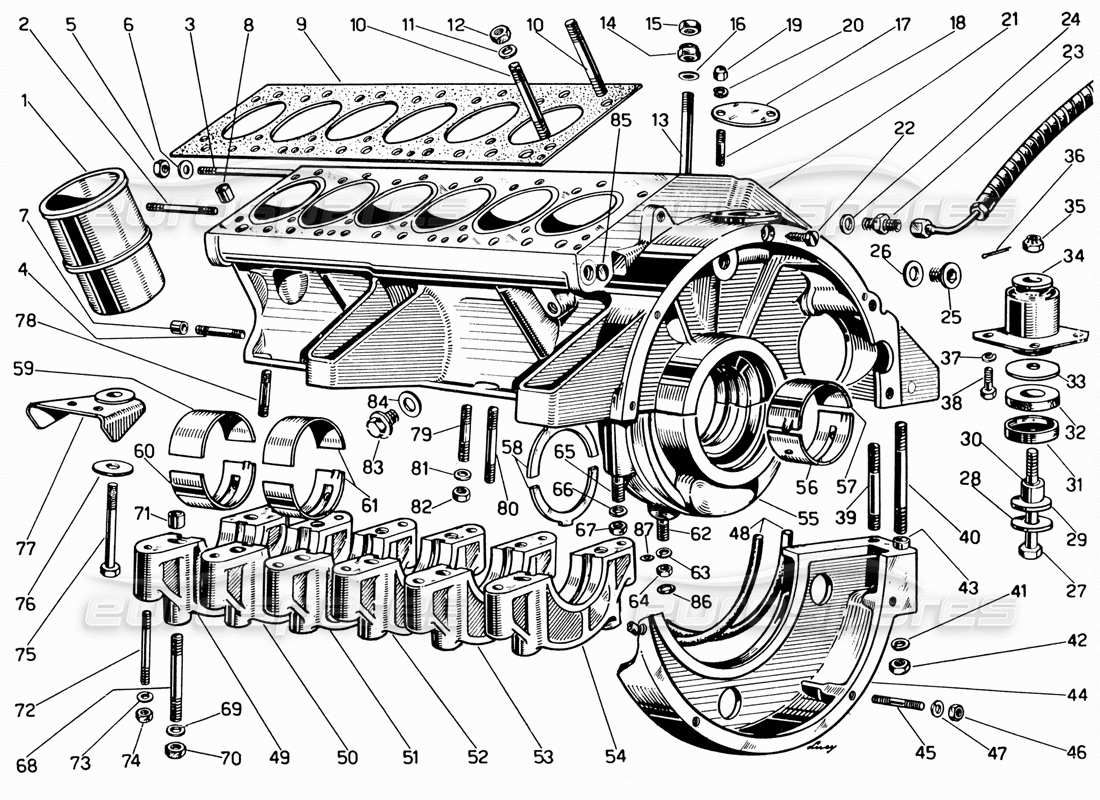VIEW PARTS DIAGRAMS FROM THE FERRARI 330 AND 365 PARTS CATALOGUE a part diagram from the ferrari 330 and 365 parts catalogue