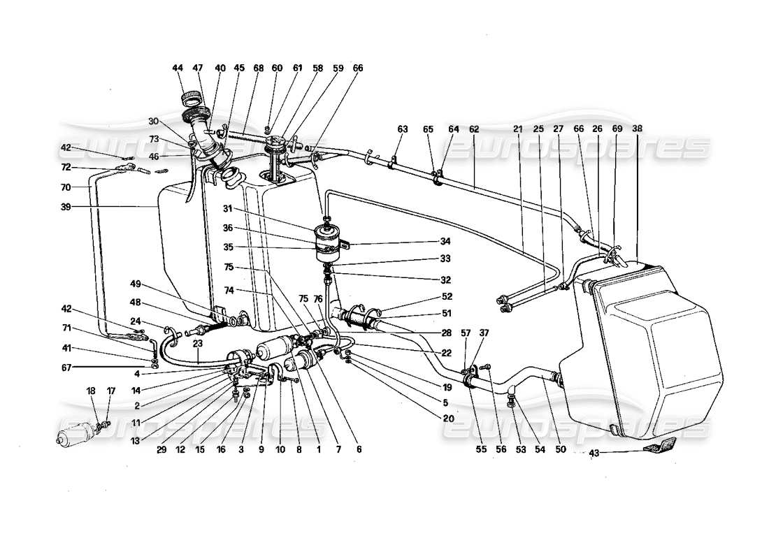 a part diagram from the ferrari 308 quattrovalvole (1985) parts catalogue