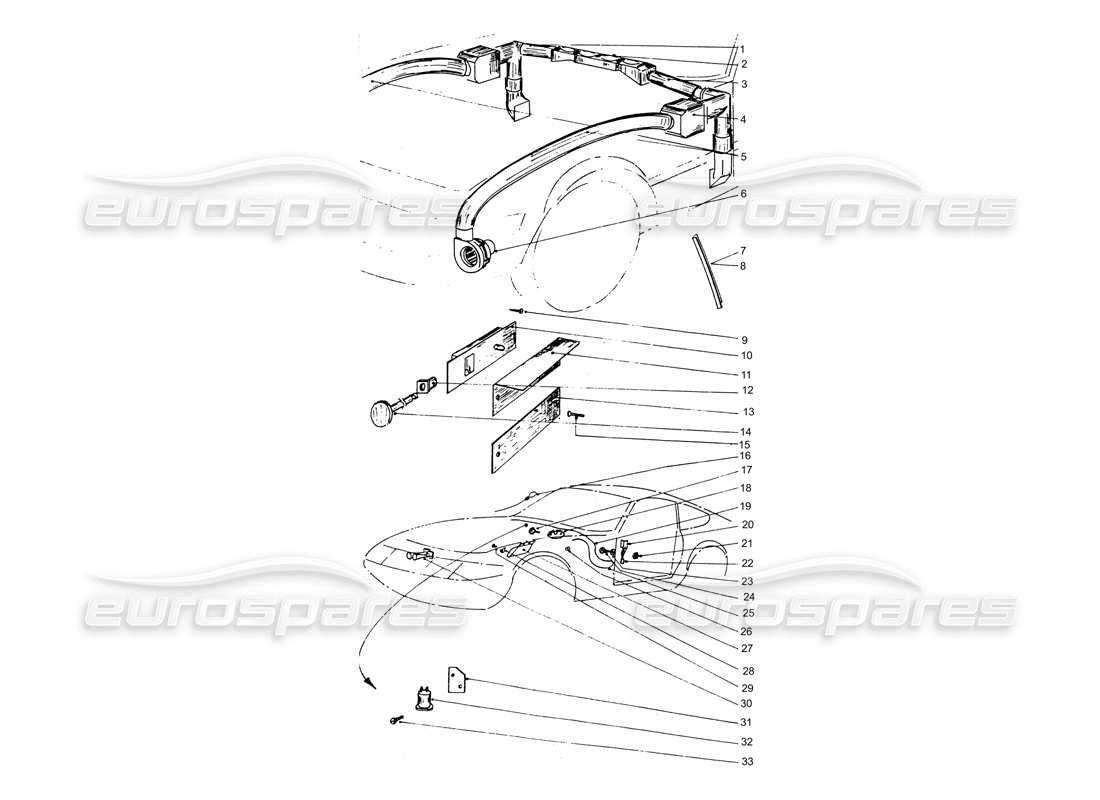 a part diagram from the ferrari 365 gtb4 daytona (coachwork) parts catalogue