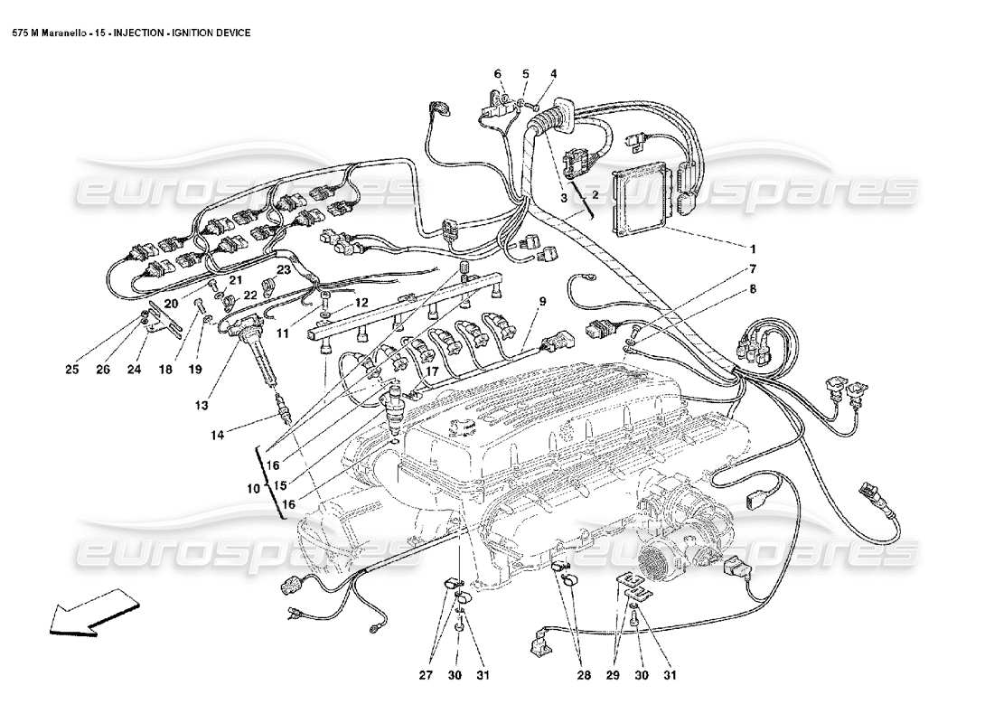 a part diagram from the Ferrari 575M Maranello parts catalogue