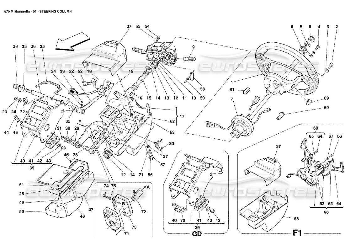 VIEW PARTS DIAGRAMS FROM THE FERRARI 575 PARTS CATALOGUE a part diagram from the ferrari 575 parts catalogue