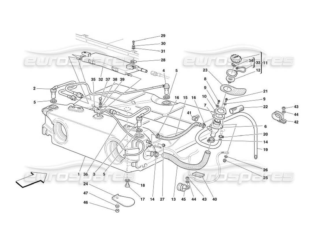 a part diagram from the ferrari 575 superamerica parts catalogue