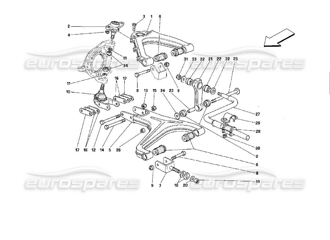 a part diagram from the ferrari mondial 3.4 t coupe/cabrio parts catalogue