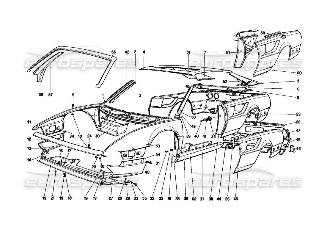 a part diagram from the Ferrari Mondial 3.0 QV (1984) parts catalogue